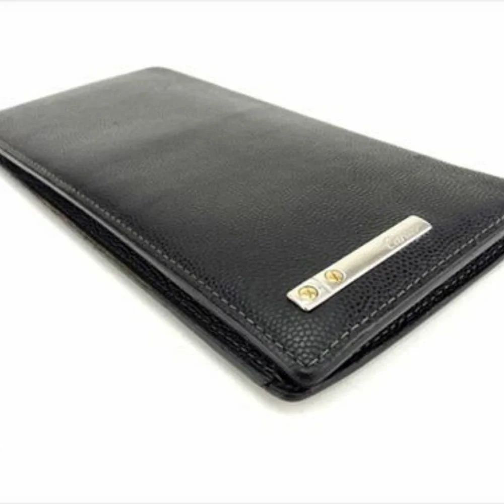Cartier Wallet Purse Long Wallet Black Silver Mens Authentic Used T7084 - Picture 3 of 9